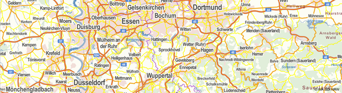 Ausschnitt einer NRW Karte